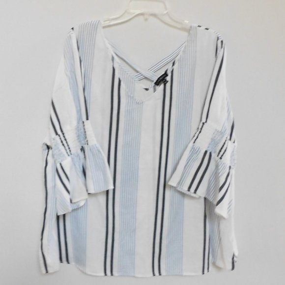 Lane Bryant Tops - Lane Bryant Striped Ruffle Sleeve Blouse 22/24